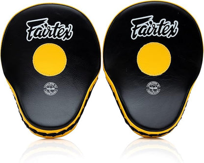 Fairtex FMV9 Contoured Focus Mitts |Striking Accuracy & Protection for Boxing, Muay Thai, Kickboxing |Ergonomic Design, Soft Padding, Secure Fit Leather