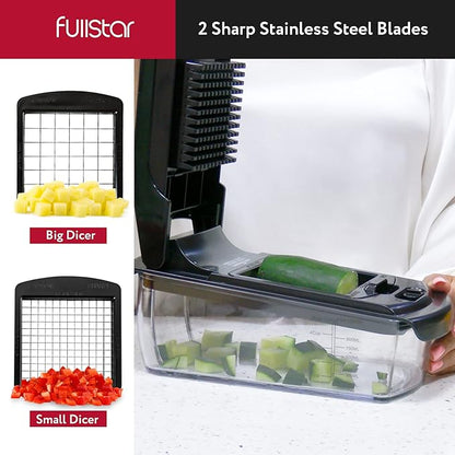 Fullstar Vegetable Chopper and Spiralizer - Food Chopper with Container, Fruit Slicer, Kitchen Gadgets & Accessories, Home Essentials (9 in 1, Black)