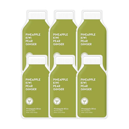 ESW Beauty Pineapple Bliss - Revitalizing Raw Juice Face Mask (6-Pack) - Brightening with Pineapple, Kiwi, Ginger & Pear for Dull, Uneven Skin - Enhances Radiance & Smoothness