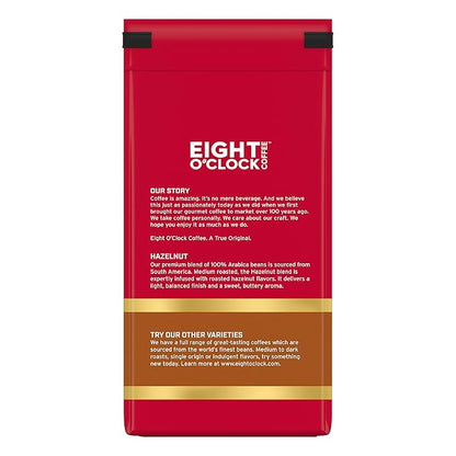 Eight O'Clock Coffee Hazelnut Ground Coffee, Medium Roast, 11 Ounce (Pack of 6) - Buttery, Smooth & Nutty