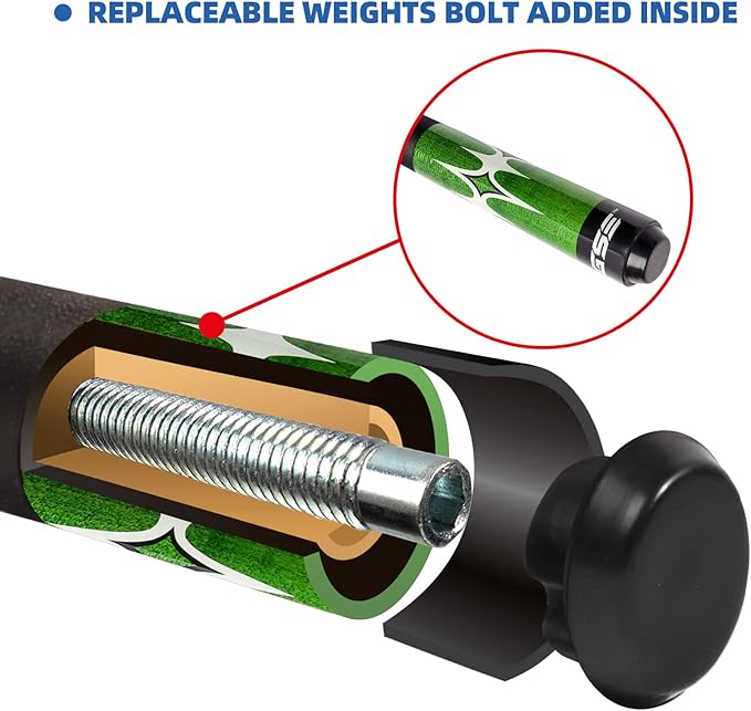 GSE Games & Sports Expert 58" 2-Piece Canadian Maple Hardwood Billiard Pool Cue Sticks for Men/Women, House or Commercial/Bar Use (Several Colors, Weight 18oz, 19oz, 20oz, 21oz Available)