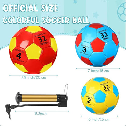 HyDren 6 Pcs Soccer Ball with Pump Colorful Official Soccer Ball for Kids Youth Adult Indoor Outdoor Soft Sport Gift for Training Practice Game