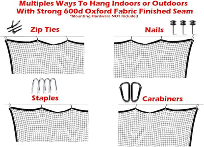 10ft, 15ft, 25ft Sports Practice Netting Sturdy Net Hitting Throwing Pitching Net 150LB Impact Hit Tested Nylon Mesh Netting for Golf, Baseball, Softball, Hockey, Soccer, LAX