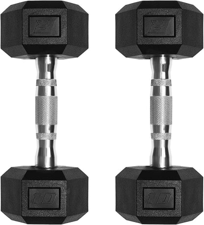 RitFit 5-650 LBS PVC Encased Hex Dumbbell Sets with Optional Rack for Home Gym, Hand weight with Chrome Handle for Strength Training, Workouts