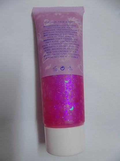Go Ho Hot Pink Face Body Glitter Gel,Singer Concerts Hot Pink Face Paint Makeup,Holographic Chunky Sequins Glitters for Eye Lip Hair Nails,Festival Rave Accessories,52g