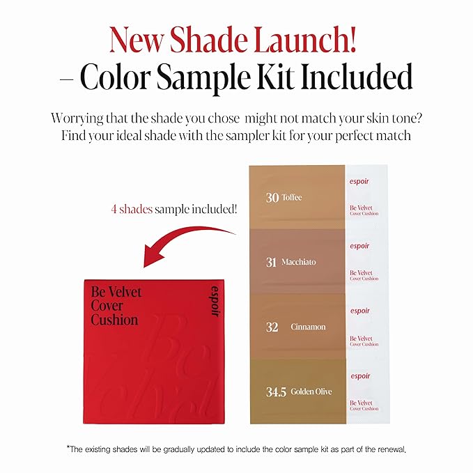 espoir [NEW] Be Velvet Cushion Foundation | Quick and Easy Coverage with Long-lasting Color by Zero Oxidation (#29 Walnut, 0.46 Ounce (Pack of 1))