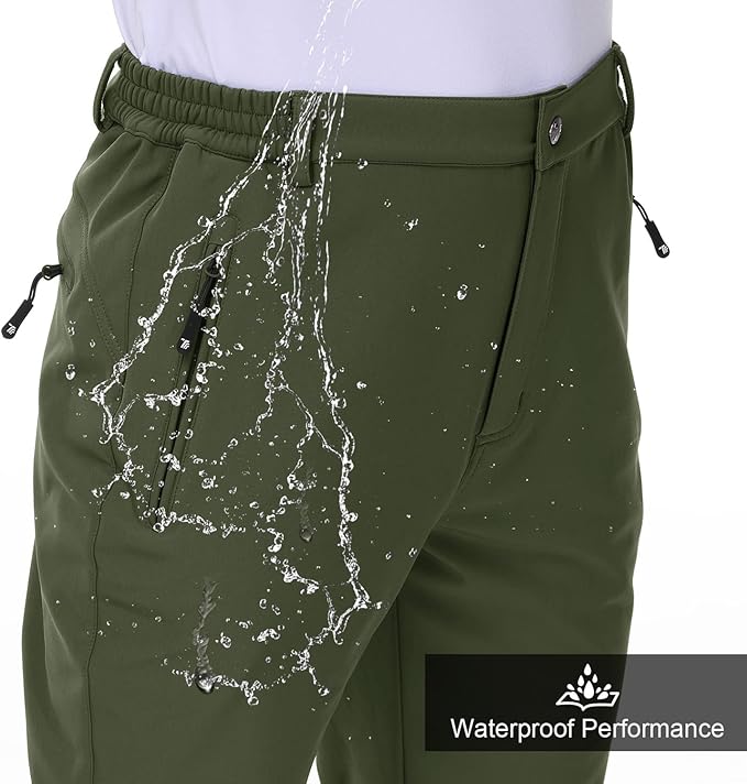 Gopune Men's Snow Ski Waterproof Softshell Pants Outdoor Windproof Warm Hiking Insulated Pants