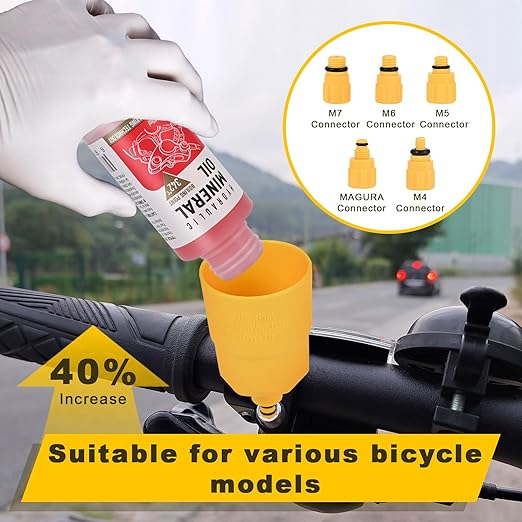 Brake Bleed Kit for Shimano, TEKTRO, TRP, SRAM/MAGURA/Formula/Hope, Hydraulic MTB Brake Bleed Kit for Shimano with M4-M7 Adapter, High Performance Mineral Oil Brake Fluid (2 * 60ml)