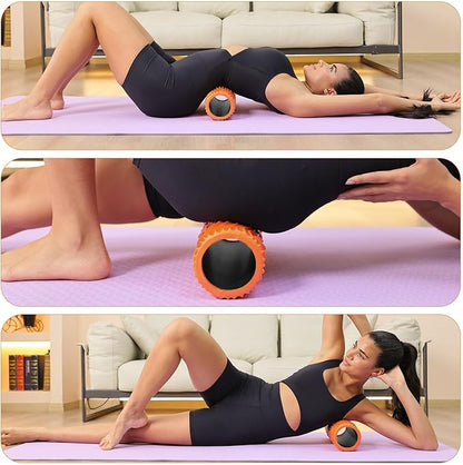 Foam Roller,High Density 15" Foam Roller, Wave Textured Massage Back Roller for Deep Muscle Massage Pilates Yoga,Fitness Exercise Roller for Whole Body Release(Orange)
