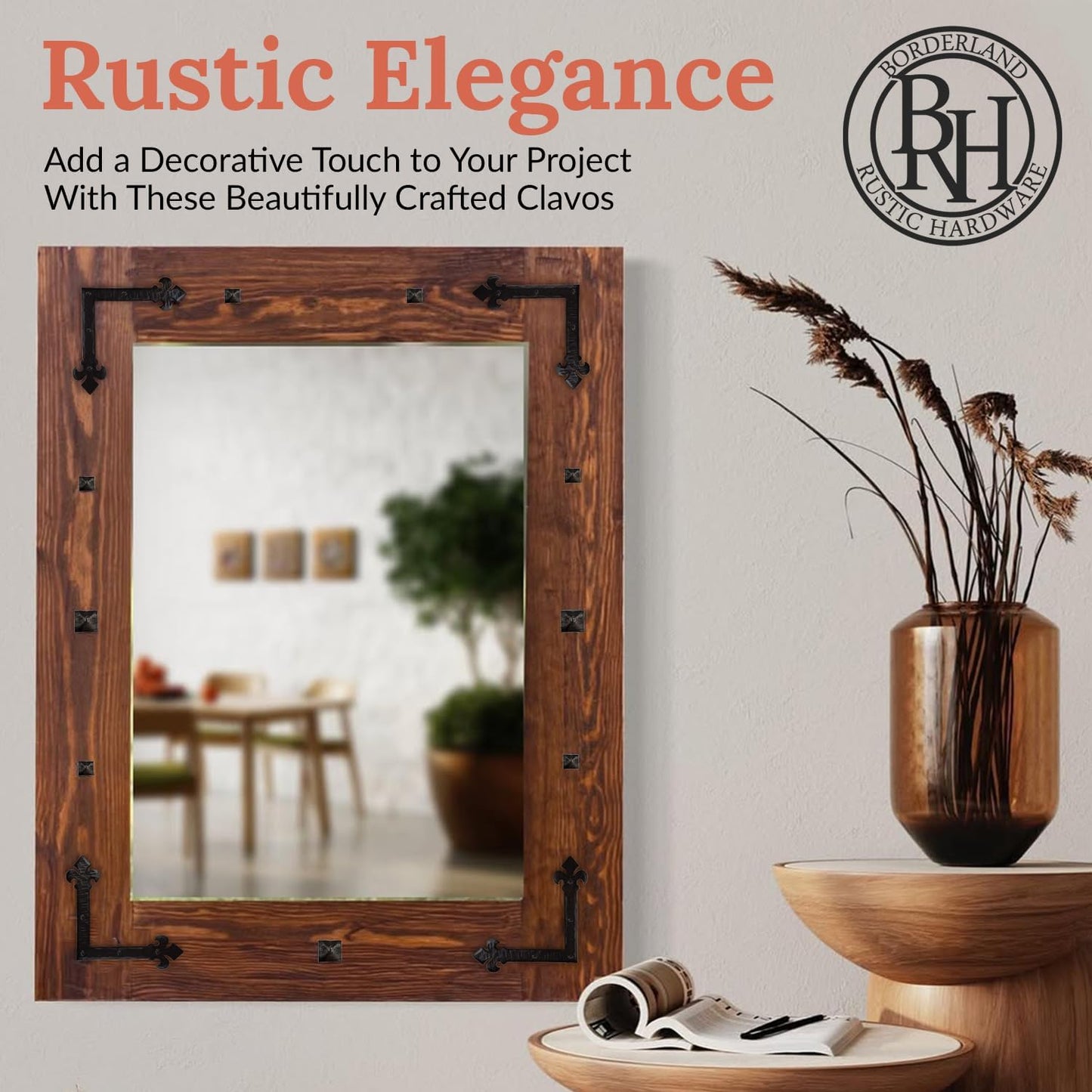 10 Pack 0.75" Square Head Iron Clavos Decorative Nails – Unfinished – Handmade Rustic Square Fasteners for Farmhouse Shutters, Faux Wood, Barn Doors, Shutters, and Gates – Ornamental Wood Accent