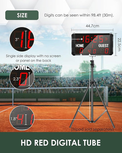 Football Scoreboard Basketball Scoreboard & Timer 14s/24s Shot Portable Digital Electronic LED Scoreboard for Football Basketball League Wrestling Tournament Soccer Sports Training Events