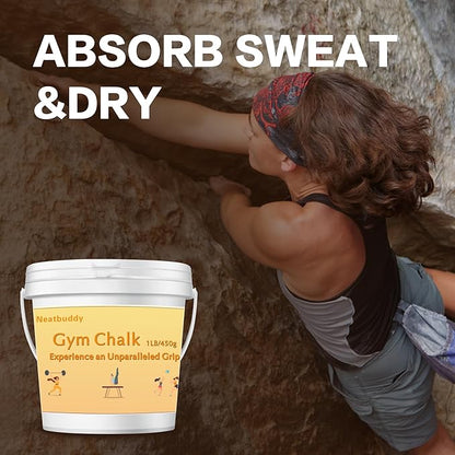 1LB Gym Chalk Bucket|Lifting Chalk|carbonato de magnesio– Premium Chalk Powder with Bag & Spoon for Weightlifting, Gymnastics & Climbing
