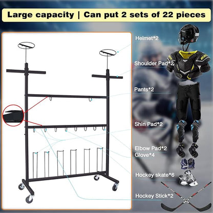 Hockey Gear Drying Rack - Ice Hockey Stick Holder Field Hockey Equipment Dryer - Large Hockey Display Storage Rack Sports Metal Tree Stand for Lacrosse (Patent Protected)