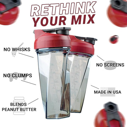 HELIMIX 2.0 Vortex Blender Shaker Bottle Holds upto 28oz | No Blending Ball or Whisk | USA Made | Portable Pre Workout Whey Protein Drink Shaker Cup | Mixes Cocktails Smoothies Shakes | Top Rack Safe