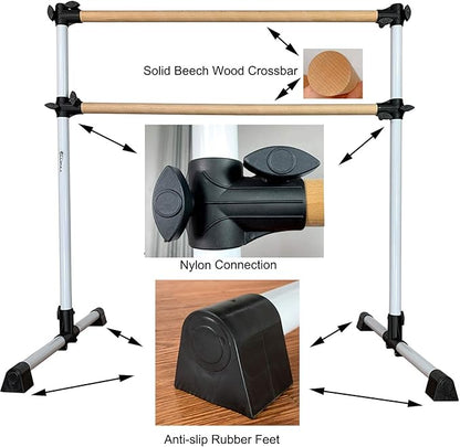 4 Ft Portable Wood Ballet Barre Ballet Bar Dance Barre Freestanding with Carry Bag