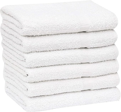 GOLD TEXTILES 12 Pcs New White (20x40 Inches) Cotton Blend Terry Bath Towels Salon/Gym Towels Light Weight Fast Drying
