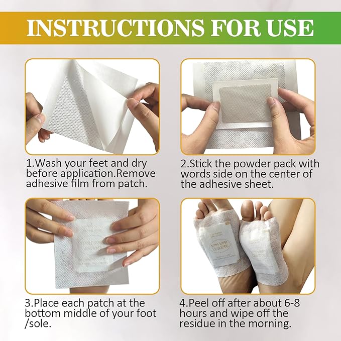 32 Pads Foot Pads -with Pure Natural Turmeric & Ginger, Wormwood, Bamboo Vinegar, Bigger Adhesive Pad Ginger Foot Pads