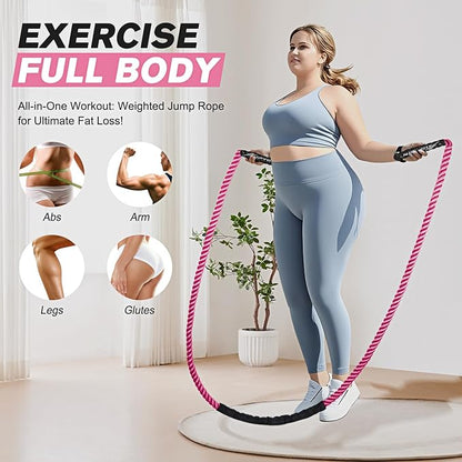 HPYGN Jump Rope, Weighted Jump Rope for Men women, 2.8lb 3.8lb 5lb Heavy Skipping Rope for Exercise, Adult Jumpropes for Home Workout, Improve Strength and Building Muscle,Total Body Workout Equipment