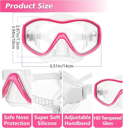 GoseWave Snorkeling Gear for Kids, Kids Snorkel Set for Ages 5-15, Anti-Fog Diving Mask and Dry Top Snorkel Set, Unisex Swimming Goggles with Nose Cover