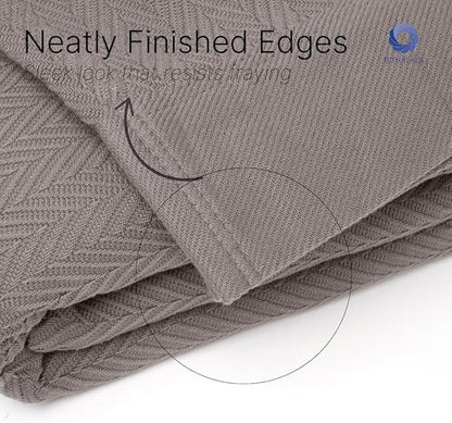 100% Cotton Herringbone Blankets, 66"X90" Twin, Throw Blanket for Bed, All Season Cotton Blanket, Cozy Blanket,Throws & Bed Blanket, Throw Blanket for Couch, Modern Home Decor -Charcoal Grey