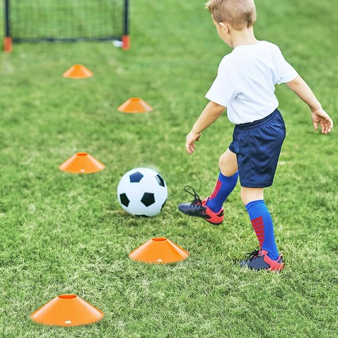 GHB Soccer Cones 25/50/100 Pack Disc Soccer Sport Cones Training Field Marker Agility Cones for Traffic, Basketball, Coaching, Practice Equipment Includes Cone Drills Guide