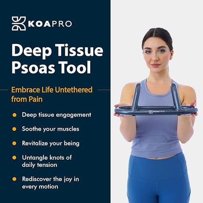 KOAPRO Psoas and Hip Hook Release Tool for Iliacus and Hip Flexor; Alleviate Pain and Tension, Targeted Deep Tissue Massager for Back, Core, Iliopsoas, Piriformis etc., Boost Relief and Recovery