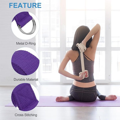 PATIKIL Yoga Strap for Stretching, Cotton Yoga Belt with Adjustable Metal D-Ring Buckle Stretch Band for Fitness Pilates