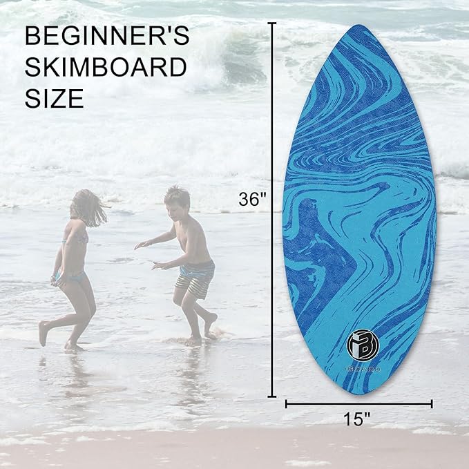 36” Skipper Skimboard with High Gloss Coat Wooden Skim Boards for Beginners, Teenagers and Adults Beach Skimboard 3 Color Traction Pad to Choose