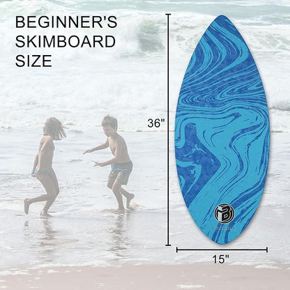 36” Skipper Skimboard with High Gloss Coat Wooden Skim Boards for Beginners, Teenagers and Adults Beach Skimboard 3 Color Traction Pad to Choose