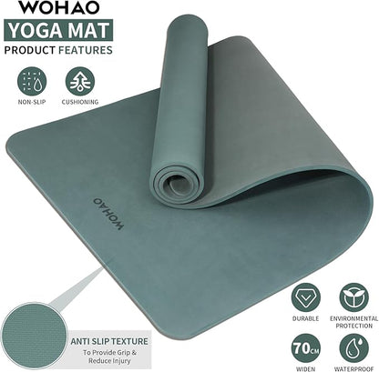Extra Thick 8mm Yoga Mat, 72"x28" Non Slip Exercise Mat, Reversible 2-Sided Dual Color Premium POE Material, with Carrying Strap for Yoga, Pilates, Home Gym