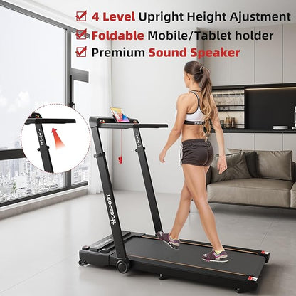 Treadmill with Incline, 3 in 1 Under Desk Treadmill Walking Pad with Removable Desk Workstation 3.5HP Foldable Compact Walking Treadmills for Home Small Office with Wristband Remote Control