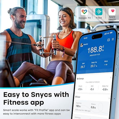 GE Scale for Body Weight Smart: Digital Bathroom Body Fat Scales for BMI Muscle Bluetooth Body Composition Monitor 11.8" Large Platform Accurate Weighing Machine Health Analyzer with App 500lbs, White