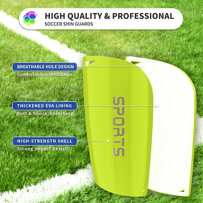 Kids Youth Soccer Shin Guards with Sleeves, Slip in Shinguards Soccer Shin Pads for 3-15 Years Old Boys Girls Child Teens