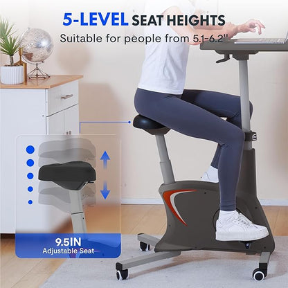 FLEXISPOT Exercise Bike with 2D Desktop, Space Saving Under Desk Bike with Removable Desk, Stationary Bikes Indoor Bikes with 300LBS Heavy Duty 8-Level Resistance Flywheel Optional LCD, V9PRO/V9MAX