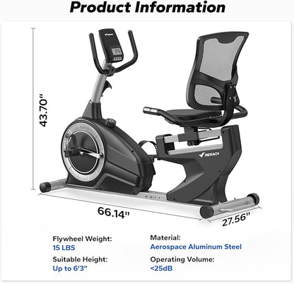 MERACH Recumbent Exercise Bikes for home, Light Commercial High-end Recumbent Bike for Seniors Adults, Magnetic Recumbent Exercise Bike with Smart Bluetooth and Exclusive App, LCD, Heart Rate Handle