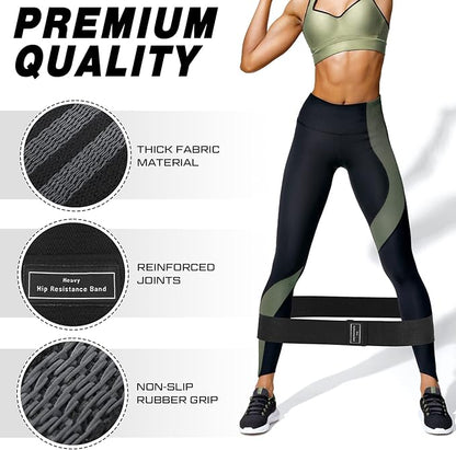 12 Pcs Fabric Resistance Bands for Working Out Booty Workout Stretch Exercise Bands Non Slip for Legs Squat Resistance Loop for Women Men Starter Butt Hip Thigh Fitness