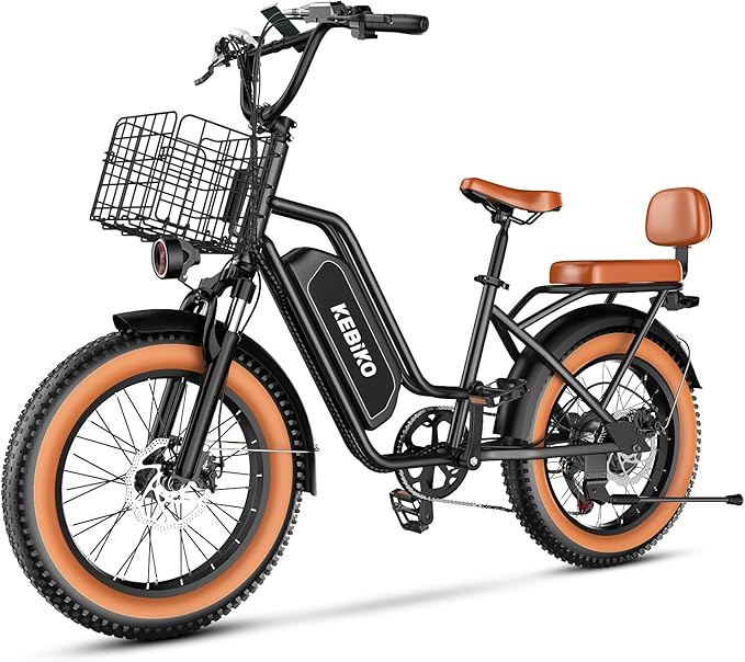 2 Seater Electric Bike, 48V 20AH(𝟗𝟔𝟎𝐖𝐇) Large Removable Battery, 𝟏𝟑𝟎𝟎𝐖 Peak Motor, 20"x 4.0" Fat Tire Ebike for Adults, 80+Miles Max,30+MPH, City Couple E Bike for All Terrain