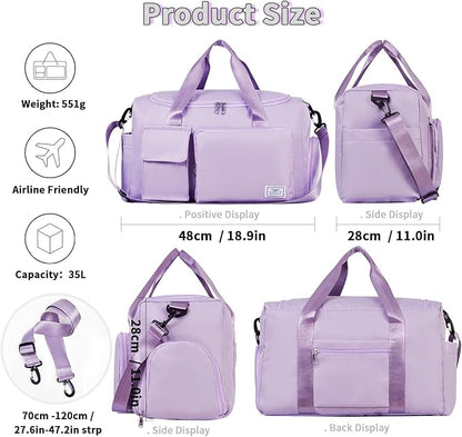 FIORETTO Women's Gym Duffle Bag with Shoes Compartment, 37L Capacity, Ideal for Travel, Gym, Sports, Duffel, Weekender