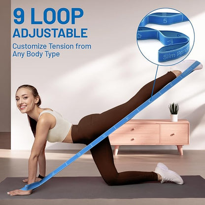 Slim Panda Stretch Strap, Dance Stretch Bands Flexibility, Elastic Yoga Stretching Strap with 9 Loops for Physical Therapy, Pilates, Yoga, Ballet, Gymnastics Stretching Bands for Exercise