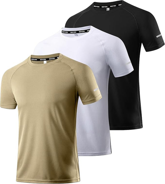 Boyzn 1, 3, 5 or 7 Pack Men's Workout Running Shirts, Dry Fit Moisture Wicking T-Shirt, Gym Athletic Short Sleeve Tee Shirts