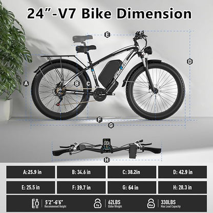Ebike for Adults Electric, 52V 19.2Ah/32Ah, Peak 2000W/2500W E-Bike, 36/40MPH, 70 Miles/100Miles Long Range, Hydraulic Disc Brake, Off Road Snow Mountain E-Bike, 24"/26" Fat Tire Fast Electric Bicycle