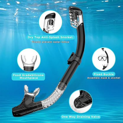 2 Pack Snorkeling Gear for Adults, Dry Snorkel, Mask Set Adult, Diving Scuba Mask, Scuba Gear, Swimming Goggles with Nose Cover, Swim Freediving Tempered Glass Panoramic View Travel Packages