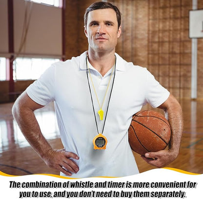 48 Pcs Digital Stopwatch Timer Plastic Whistle Bulk for Sports Coaches Referee Waterproof Watch Timer Whistle with Lanyard Multi Function Electronic Fitness Date Alarm (Multicolor)