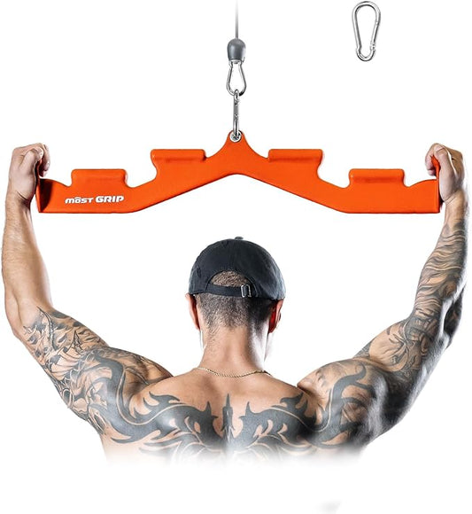LAT Pull Down Bar with 6 Ergonomic Handles, Neutral Grip LAT Pulldown Attachments for Whole Back Training, Wide Grip LAT Pulldown Bars for Home Gym Cable