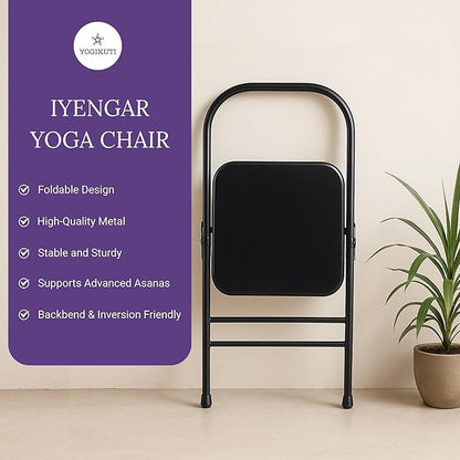 Yogikuti Yoga Chair(Standard) Backless/Folding Chair for Restorative & Iyengar Yoga Practie, Meditation/Fitness