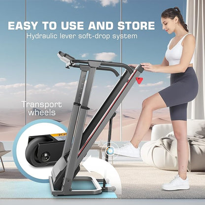 ANCHEER 2025 Premium Treadmill - 3.5HP Treadmills 350+ LBS Weight Capacity- 3-Level Incline, Foldable Design, Adjustable Height with Desk & Pulse Sensor - Perfect for Home Office & Family Workouts