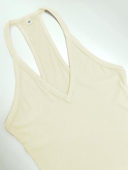 iGENJUN Workout Tops for Women Racerback Basic Tank Summer 2025 Camisole V Neck Slim Fit Ribbed Sleeveless