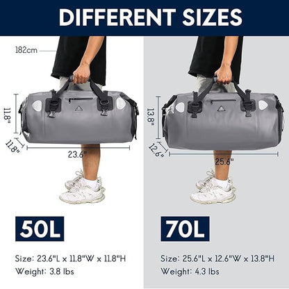 Haimont Waterproof Duffel Bag Roll-top Dry Duffel Bag with Quick-fixed Straps for Motorcycling, Rafting, Boating, SUP, Kayaking, Travel, 50L/70L