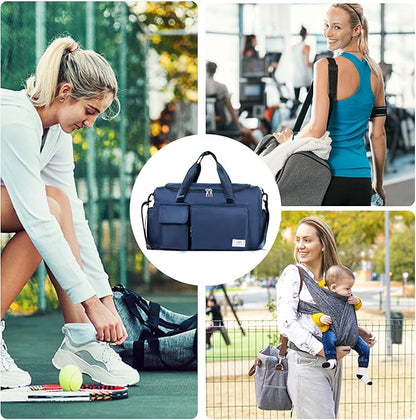 FIORETTO Women's Gym Duffle Bag with Shoes Compartment, 37L Capacity, Ideal for Travel, Gym, Sports, Duffel, Weekender