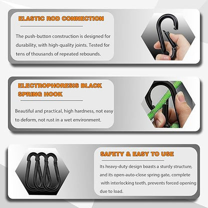 100PCS Black Carabiner Clip, M5 2Inch Spring Snap Hook Quick Link Small Carabiner Clips, 3/16'' Spring Carabiner Link Buckle for Fishing Camping Hammock Dog Leashes-220LBS Holding Capacity